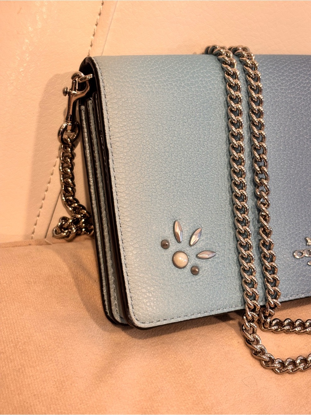 COACH Hayden Foldover Crossbody Clutch with Ombré Willow Floral Rivets. - Picture 3 of 16